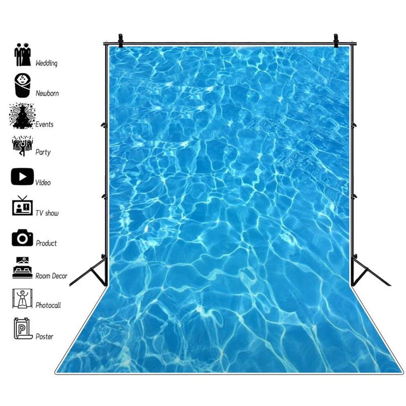 AOFOTO 5x7ft Shining Blue Sea Water Ripple Background Surface of Swimming Pool Photography Backdrop Ocean Marine Style Adult Kid Baby Boy Girl Portrait Photoshoot Studio Props Video Drape - Image 2